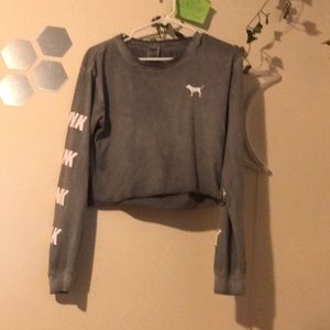 Pink grey washed long sleeve shirt